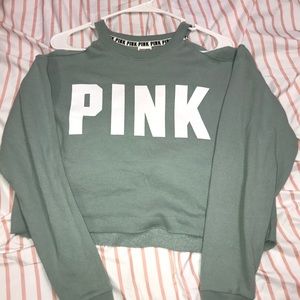 Pink cold shoulder sweater